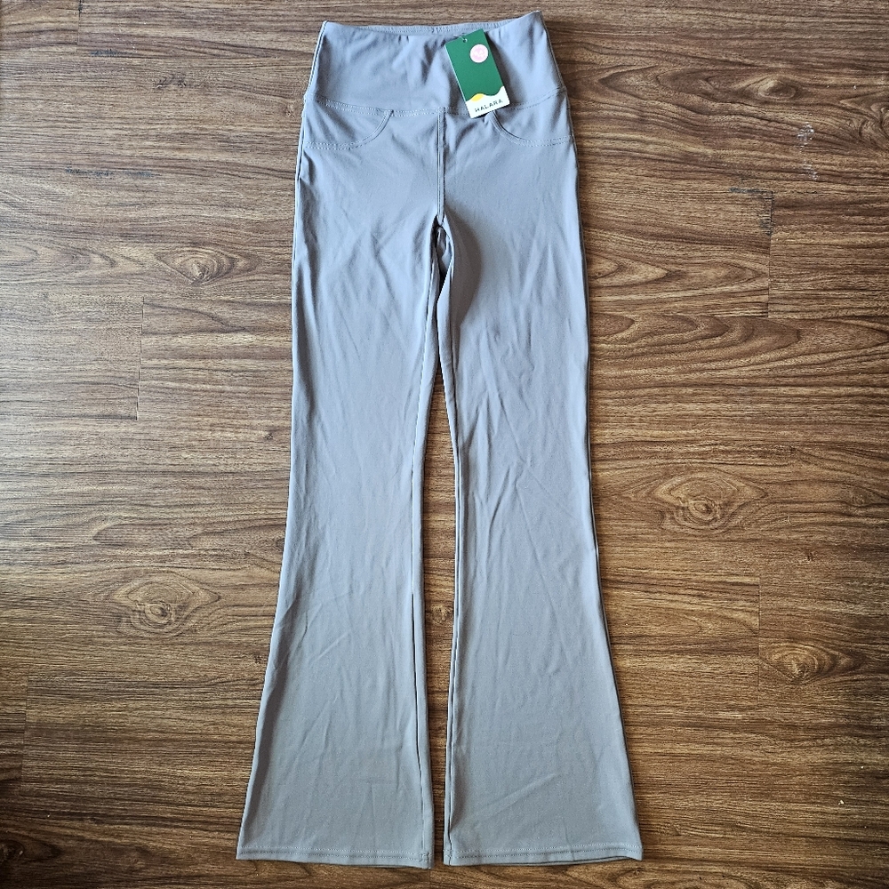 Halara Gray High Waisted Back Pocket Flare Leggings Size XS